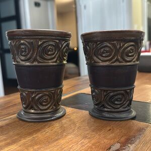 Pair of Johnathan Bullock pottery cups